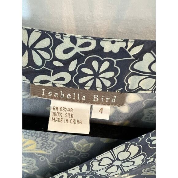 Anthropologie Isabella Bird Floral Retro Kimono Midi Dress, 100% Silk, Blue, 4 - Picture 3 of 11